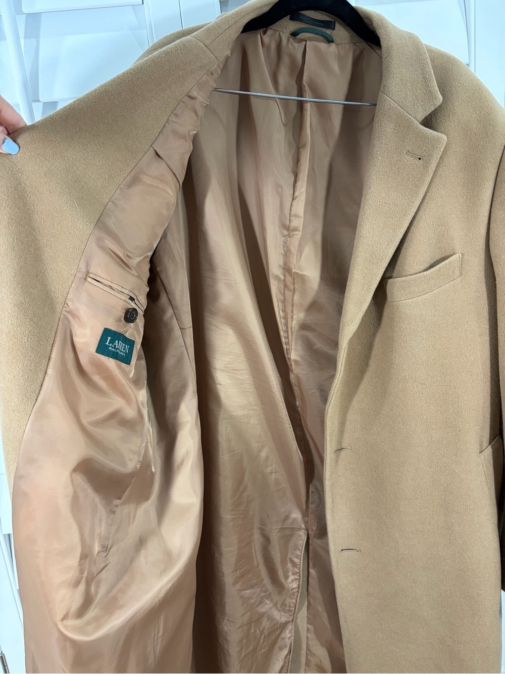 LRL Wool Camel Long Overcoat (44R) - Picture 5 of 8